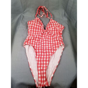 Wild Fable one piece swimsuit, red and white gingham, size XS